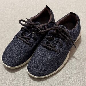 Wmns Allbirds Wool Runners-Sz 8-Navy Speckled/Plum Trim-Gray/Plum Laces-EUC